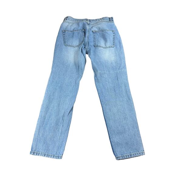 MENNACE Men's Light Wash Distressed Ripped Straight Leg Denim Jeans 30 Button - Picture 2 of 5
